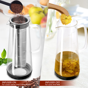 <span class=keywords><strong>Carafe</strong></span> à eau en verre transparent moderne avec poignée et base antidérapante en silicone, <span class=keywords><strong>carafe</strong></span> à jus en verre borosilicate de haute qualité pour la cuisine - Product Image 2