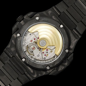 Reloj de Pulsera de Alta Gama con Caja Octogonal de Fibra de Carbono Marmoleada Premium, Esfera con Rayas Naranjas, Fecha Automática, Resistente al Agua, para Hombre y Mujer - Product Image 6