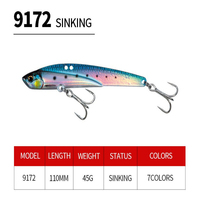 Leurre dur VIB coulant OEM personnalisé 110 mm 45 g pour pêche en eau salée et douce, pleine profondeur, longue portée, type crayon
