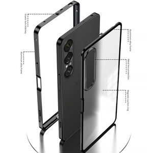 Étui de protection magnétique à encliquetage élastique en métal pour <span class=keywords><strong>Sony</strong></span> Xperia 1 VII 2025 / 1 VI V IV, coque arrière transparente givrée en PC avec protection d'objectif - Product Image 4