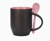 Mug à café en céramique 12 oz avec cuillère, logo personnalisé, cadeau promotionnel, entreprise, vente en gros, gobelet de voyage