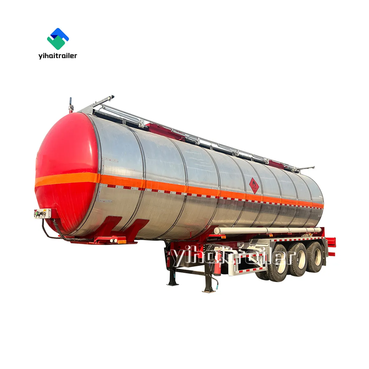 Oil Tanker 40ft 20ft Flatbed Chassis 70 Ton Stainless Steel Fuel Tank Semi Trailer