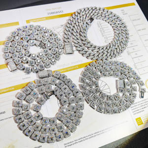 Bijoux Yingtuo, testés au diamant, <span class=keywords><strong>argent</strong></span> S925, 8 mm, 15 mm de largeur, chaîne en moissanite <span class=keywords><strong>D</strong></span> VVS, chaîne cubaine, bijoux hip-hop - Product Image 4