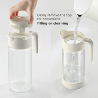 Carafe à eau en verre avec infuseur à fruits, design moderne, 1,5 litre, avec couvercle en plastique PP, ensemble de carafes à jus avec poignée, vente en gros