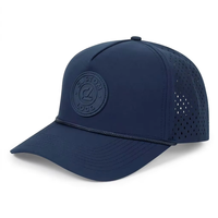 New Fashion Custom PVC Patch Logo 5 Panel Waterproof Polyester Sport Golf Hat,Laser Cut Perforated Dad Gorras,Rope Baseball Cap