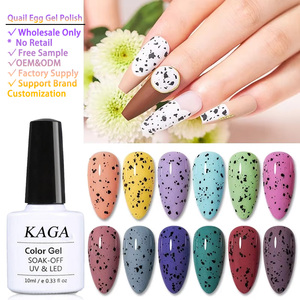 Colle à ongles en gel UV effet coquille d'<span class=keywords><strong>œuf</strong></span> <span class=keywords><strong>de</strong></span> <span class=keywords><strong>caille</strong></span> avec texture à pois blancs et noirs, paillettes naturelles, fournisseur OEM ODM avec logo personnalisé - Product Image 1