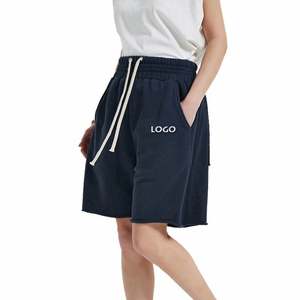 Pantalones cortos deportivos de Color sólido de alta calidad para hombre, pantalones cortos holgados y bolsillo con cordón de algodón con logotipo personalizado para hombre - Product Image 6