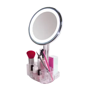 LED Tisch Kosmetik spiegel mit Make-up Organizer Stand by Screen Touch Helligkeit dimmbar