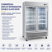 Réfrigérateur commercial vertical à double porte, à dégivrage automatique, refroidi par eau, pour boissons, destiné aux supermarchés