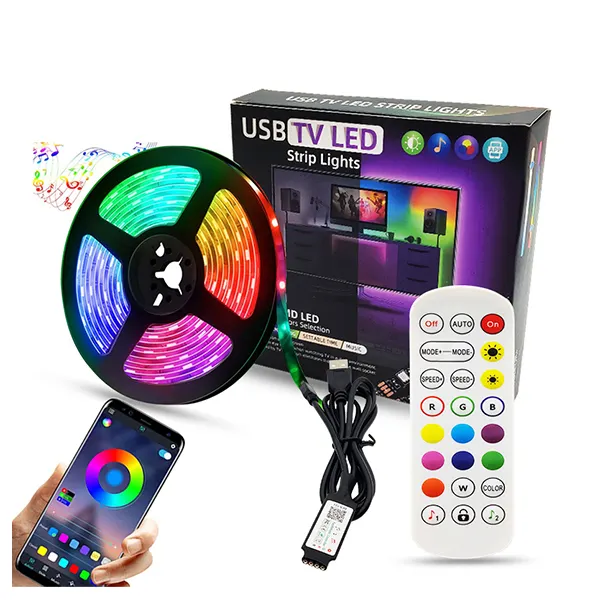 rgb 5050 led strip light waterproof with App remote control music sync led flexible strip bright adjustable adhesive backing 5v