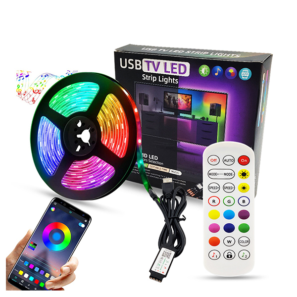 Tcwin Rgb 5050 Led Strip Light Waterproof with App Remote Control Music Sync Led Flexible Strip Bright Adjustable Adhesive