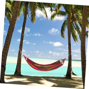 <span class=keywords><strong>Hamac</strong></span> balançoire d'extérieur, option simple/<span class=keywords><strong>double</strong></span>, <span class=keywords><strong>toile</strong></span> rayée avec sac de rangement portable - Product Image 1