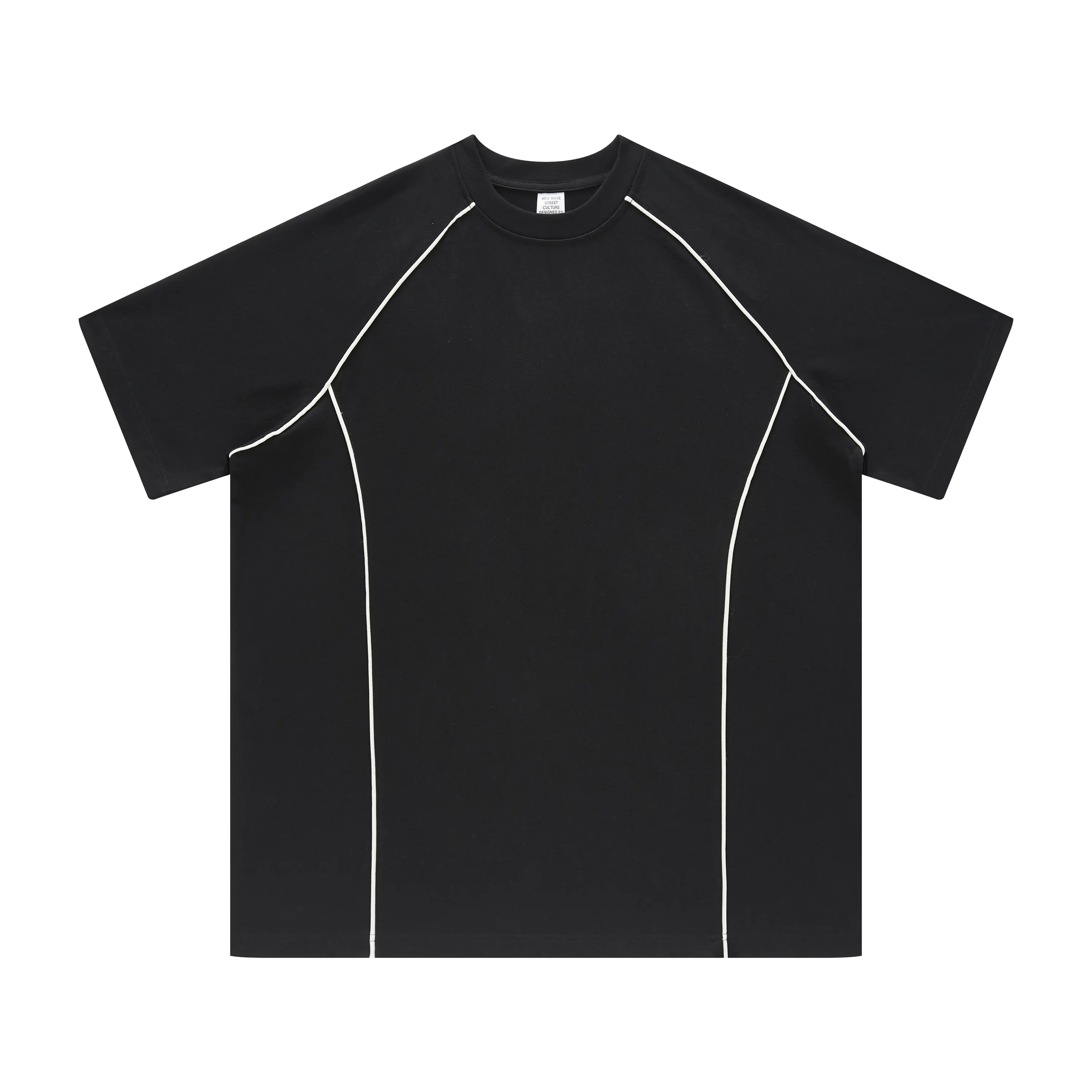 305G 무거운 봄과 여름 단색 사이드 반소매 티셔츠 유럽과 미국에서 거리 패션 브랜드 셔츠