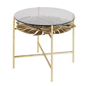 La table basse de luxe la plus à la mode en cuivre pur villa salon Cavalli en laiton en forme de feuille de verre - Product Image 6