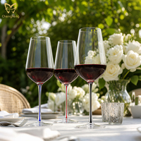 Verres à vin en cristal élégants 19oz, gobelets à vin rouge à pied coloré, vaisselle haut de gamme, cadeau de mariage ou d'anniversaire, verrerie de fête unique