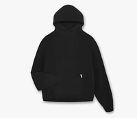 Sudadera con Capucha de Algodón Negra para Hombre, Gruesa, OEM, ODM, Personalizada con DTG, 380 g/m², Sudadera de Forro Polar, Estilo Holgado, Lisa, D33