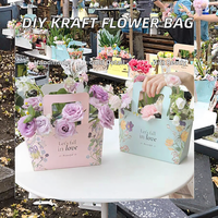 Emballage de fleurs pour fleuriste, cadeau de la Saint-Valentin, bouquet DIY, dossiers en carton artistique, revêtement UV, logo personnalisé, emballage portable