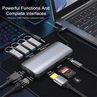 Hub USB-C 11-en-1 en gros |   Alliage d'aluminium |   4K 60Hz |   USB 3.0 5 Gbps |   Charge rapide |   Lecteur de cartes SD |   Garantie de 12 mois |