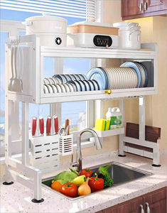 Escurridor de Platos Grande Antipolvo Sobre el Fregadero, Escurridor de Platos para Encimera de Cocina, Organizador Multifuncional, Estante de Almacenamiento - Product Image 4