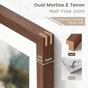 Modern Simple <strong>5</strong> <strong>X</strong> 7 Wooden <strong>Frame</strong> Natural Walnut Wood Photo Collage <strong>Frame</strong> with HD Tempered Glass - Product Image 3