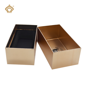 Private Design Luxury Box Packaging Golden 2 Pieces Lid And Base Cardboard Boxes Custom Logo Rigid Premium Packaging Box