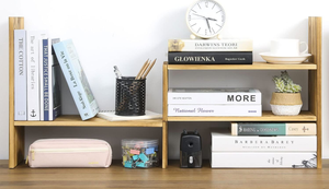 صندوق تخزين مكتبي من الخشب الصلب رمادي قابل للتعديل رف للعرض منظم رفّ لكتابة المكتب المنزل رفّ عائم للديكور - Product Image 6