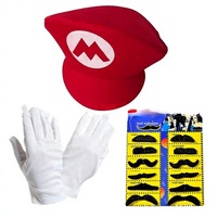 Super Mario Anime Bühnenkostüm Zubehör-Set Charakterkleidung Mario Hut Mary Handschuhe Baseballkappe Dekoration