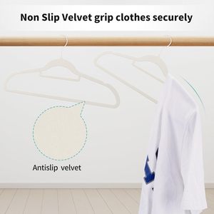 Heavy Duty <b>Plastic</b> Velvet Hangers for Clothes Flocking Non-slip Space Saving Wardrobe Use Single Tier - Product Image 4