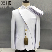 Costume de marié noir à col mandarin, coupe ajustée, motifs unis, veste et pantalon, 2 pièces, costumes pour hommes, costumes de mariage pour hommes Z022
