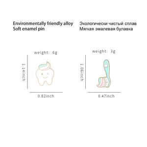 Diş ve fırça özel yaka emaye Pin diş rozetleri tıbbi broş sevimli tatlı diş takı hediye hemşire diş hekimi toptan - Product Image 6
