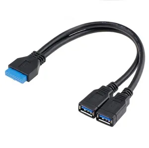 USB3.0 20pin to 2AF female usb data cable main board 20pin to dual USB3.0 extension cable 0.2m