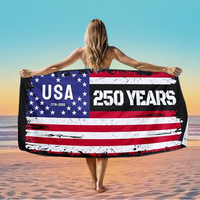 Ventes chaudes : Serviette de plage en microfibre pour le 250e anniversaire, séchage rapide, absorbante, légère, pour la plage, la piscine, le camping