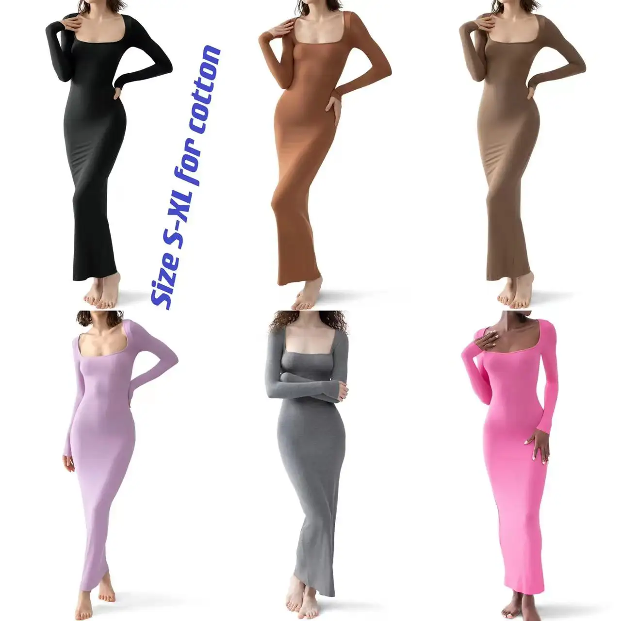 Spring 2023 cotton U square neck woman luxury maxi african dresses ladies long black vintage dress for women clothing vestido