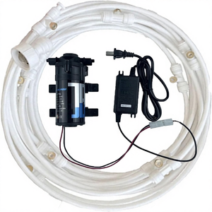 Système de refroidissement par brumisation, alimenté par courant alternatif, résistant aux UV, pompe d'<span class=keywords><strong>arrosage</strong></span> de plantes DIY, adaptateur de robinet 3/4 pouces, buses de brumisation, <span class=keywords><strong>tuyau</strong></span> pour patio et jardin - Product Image 1