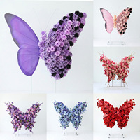 Décoration de scène événementielle personnalisée avec papillon géant artificiel, grande sculpture florale 3D pour toile de fond de mariage et fête