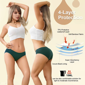 Culottes menstruelles réutilisables OEKO-TEX, culottes physiologiques personnalisées 5XL, 4 culottes physiologiques anti-fuites, culottes menstruelles pour femmes - Product Image 2