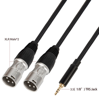 Câble audio équilibré Yinyu AC031MB 1,5M/3M/5M/10M/15M 3,5 mm vers double XLR mâle en nylon tressé, fabrication OEM pour système de sonorisation PA