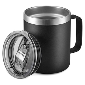 Custom Logo Double Wall 304 Stainless Steel 12oz Eco-Friendly Camping Beer Thermal Vacuum Coffee <b>Mug</b> Handle Boiling Water Safe - Product Image 2