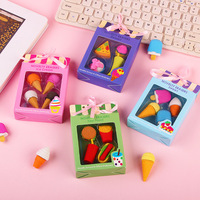 Nouvel ensemble de gommes en forme de gâteau pour enfants # Cadeaux créatifs, boîte à gâteaux mignonne, gomme à effacer, gommes kawaii, vente en gros