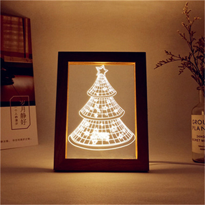 Marco de fotos de madera para decoración del hogar, <span class=keywords><strong>luz</strong></span> Led acrílica 3D de 5V, <span class=keywords><strong>luz</strong></span> nocturna USB, para fiesta de navidad, regalos para niños, Juguetes - Product Image 4