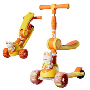 สกู๊ตเตอร์3 in <span class=keywords><strong>1</strong></span>พับได้สำหรับเด็กมีล้อไฟฉาย PU รูปสัตว์การ์ตูน - Product Image 5