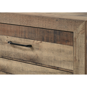 Rustic Plank Style Two <b>Drawer</b> Nightstand Wooden Bedroom Furniture Natural Finish <b>Storage</b> <b>Drawers</b> - Product Image 4
