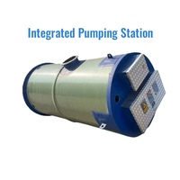 Estación elevadora de aguas residuales subterránea prefabricada integrada de FRP con doble bomba (de servicio/standby), control PLC, sumergible IP68, OEM, 1000 kg