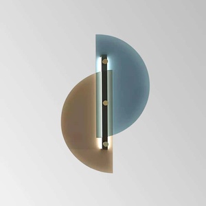 <span class=keywords><strong>Applique</strong></span> murale en verre d'art moderne | <span class=keywords><strong>Applique</strong></span> murale décorative design <span class=keywords><strong>demi</strong></span>-<span class=keywords><strong>lune</strong></span> bleu dégradé et ambre - Product Image 4