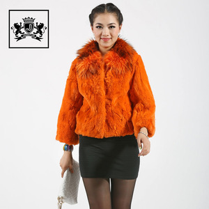 Personnalisé hiver doux raton laveur col de fourrure <span class=keywords><strong>pas</strong></span> <span class=keywords><strong>cher</strong></span> bleu rex fourrure de lapin manteaux femmes - Product Image 3