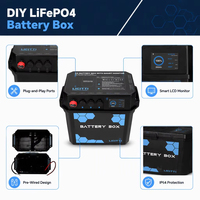Kit de boîtier de batterie LiFePO4 12V DIY 100Ah-300Ah avec BMS pour batteries de camping-car et marines, boîtes et supports