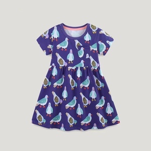 Nuovo Vestito Estivo per Bambine con Maniche Corte e Collo Tondo, Stampa Cartoon, in Cotone Lavorato a Maglia, Alla Moda - Product Image 6
