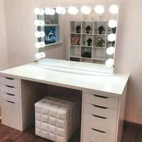 Coiffeuse Phoenix Home Neuve Personnalisée Blanche avec Miroir et Éclairage LED – Meuble de Luxe pour Chambre à Coucher
