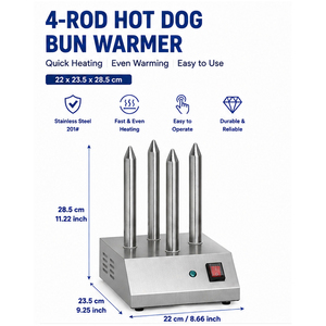 Stainless Steel Hot Dog Rotisserie <b>Toaster</b> Electric Countertop Tostapane 4 Skewer Commercial Food Warmer - Product Image 2
