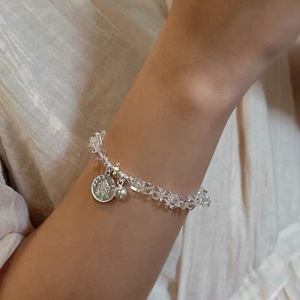 Bracelet rond en argent sterling S925 avec cristal blanc pour femme, bijoux à porter au quotidien - Product Image 5